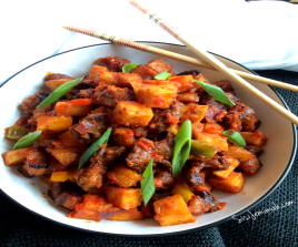 Peppered gizzard with Yam